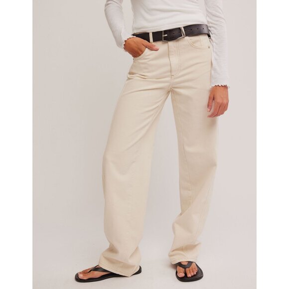 FREE PEOPLE We The Free Aster Straight Leg Jeans / Cream - Picture 8 of 12